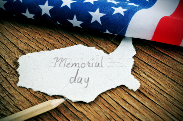 Stock photo: the flag of the United States and the text Memorial Day