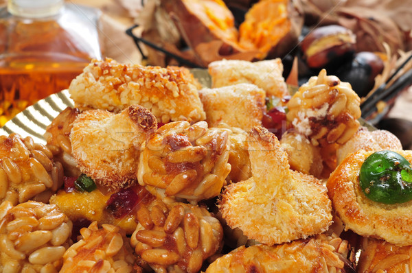 Stock photo: panellets typical of Catalonia and roasted chestnuts and sweet p