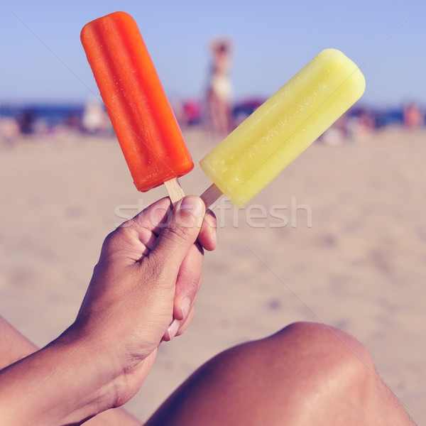 ice pops on the beach, with a filter effect Stock photo © nito