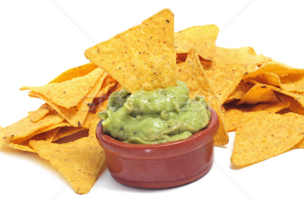 Nachos bol fond rouge blanche [[stock_photo]] © nito