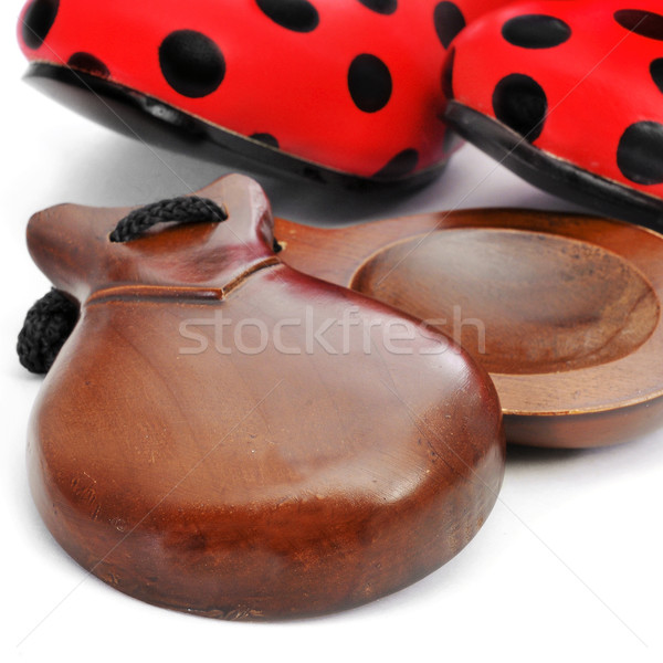 castanets and typical dot-patterned flamenco shoes Stock photo © nito