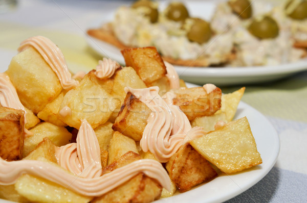 Stok fotoğraf: Tipik · İspanyolca · baharatlı · patates · plaka