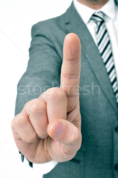 businessman holding up his index finger Stock photo © nito