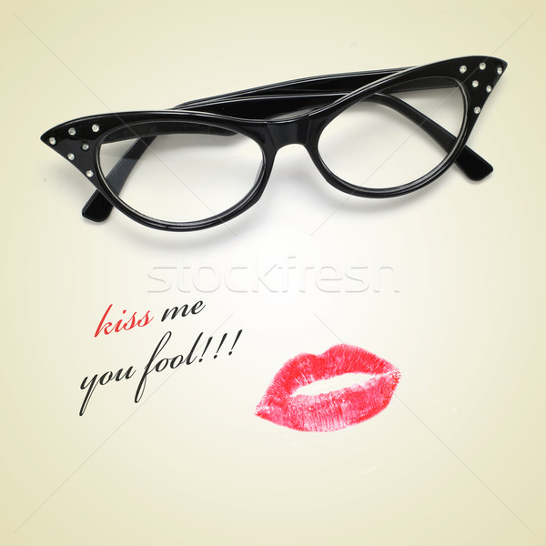 Stock fotó: Csók · engem · bolond · szemüveg · rúzs · osztályzat