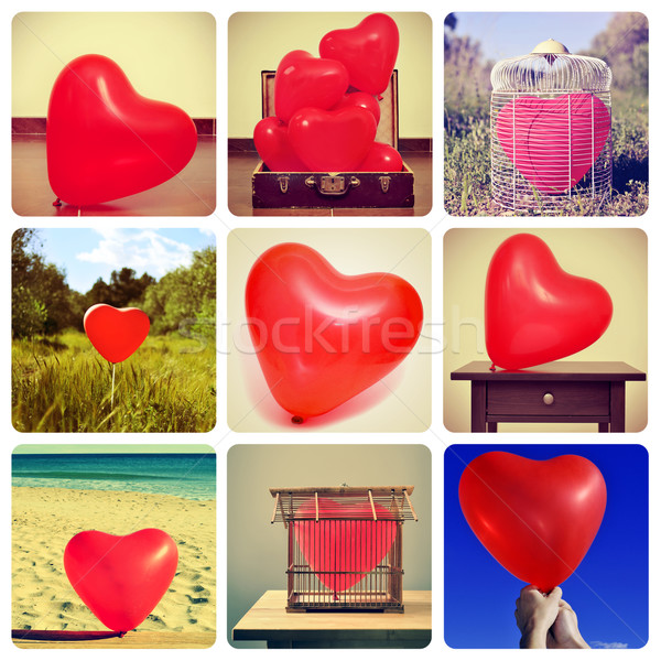collage of pictures of heart-shaped balloons shot by myself Stock photo © nito
