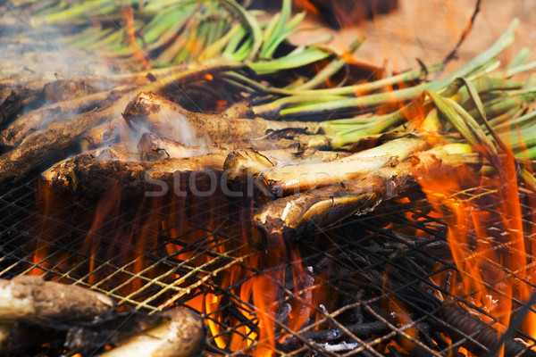 Stock photo: calcots, sweet onions typical of Catalonia, Spain, in the barbec