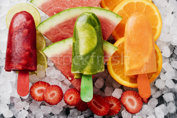 homemade natural ice pops on crushed ice Stock photo © nito