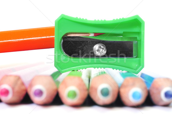 coloured pencils and sharpener Stock photo © nito