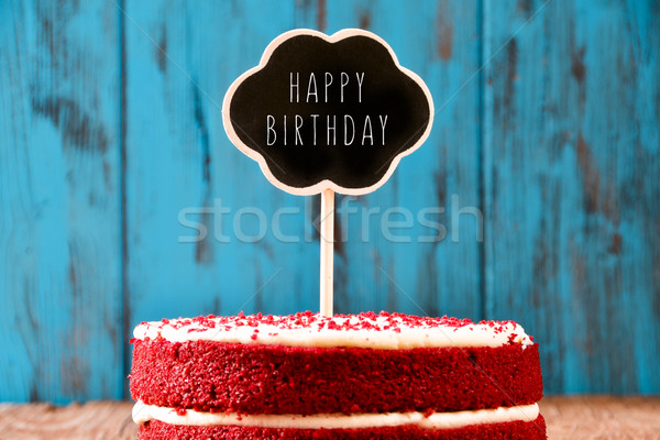 Quadro-negro texto feliz aniversário bolo retro vermelho Foto stock © nito