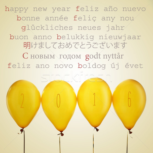 balloons with number 2016 and text happy new year in different l Stock photo © nito