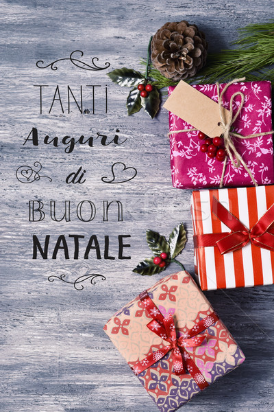 text tanti auguri di buon natale, merry christmas in italian Stock photo © nito