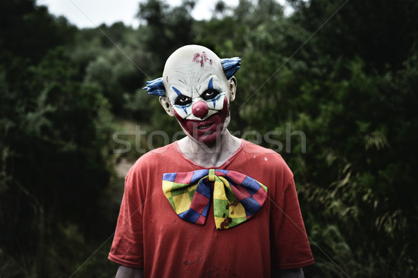 Scary zło clown lesie Zdjęcia stock © nito