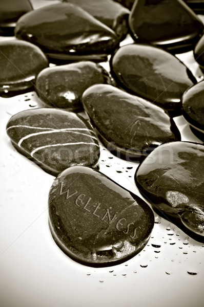 Fekete zen kövek köteg fedett víz Stock fotó © nito