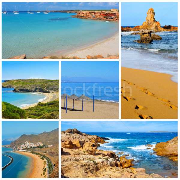 Stock photo: spanish beaches collage