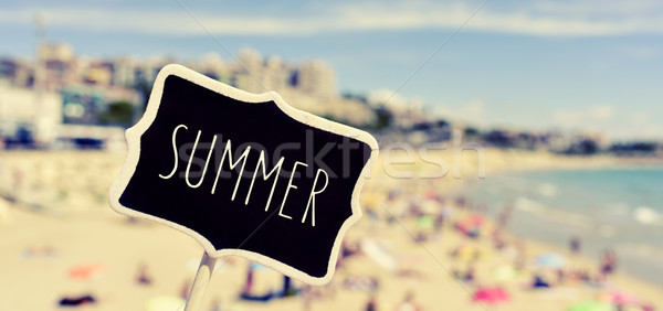 chalkboard with the text summer in a beach, filtered Stock photo © nito