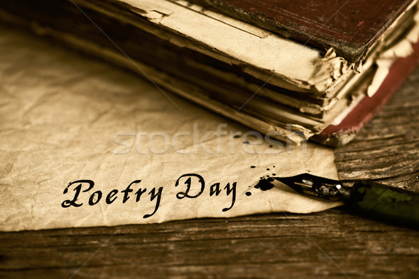 Texto poesia dia escrito molho caneta Foto stock © nito