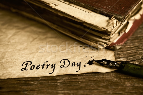 text poetry day written with a dip pen Stock photo © nito