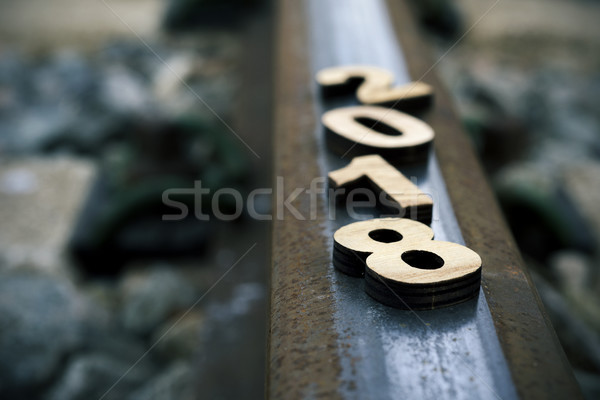 number 2018, as the new year, on the railway Stock photo © nito