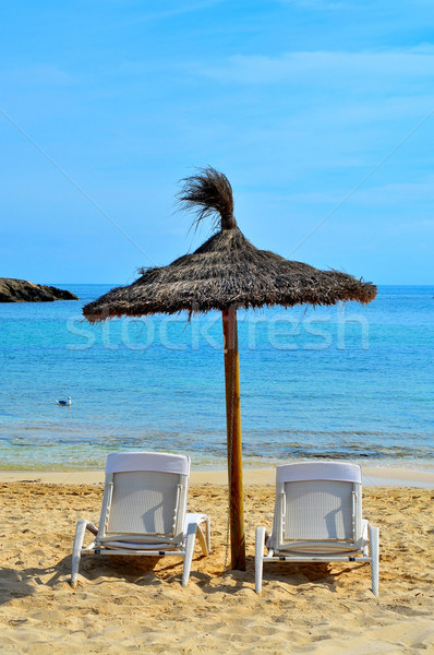 Plage tropicale Espagne vue paille parapluies [[stock_photo]] © nito