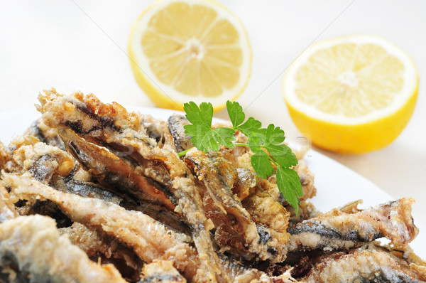 spanish boquerones fritos, battered and fried anchovies typical  Stock photo © nito