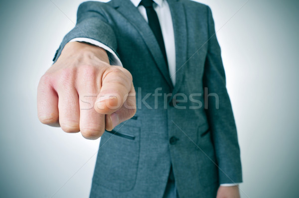 man in suit pointing the finger Stock photo © nito