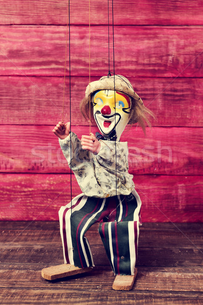 Alten Marionette Holz Oberfläche Gesicht gemalt Stock foto © nito