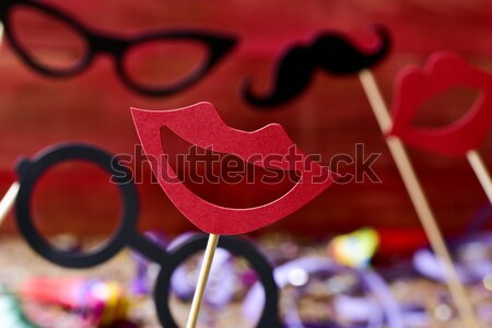 mouths, eyeglasses and mustaches on sticks Stock photo © nito