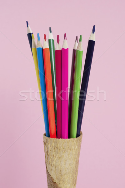 pencil crayons in a waffle cone Stock photo © nito