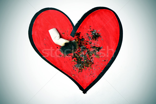 Sigara popo çizim kalp dışarı kırmızı Stok fotoğraf © nito