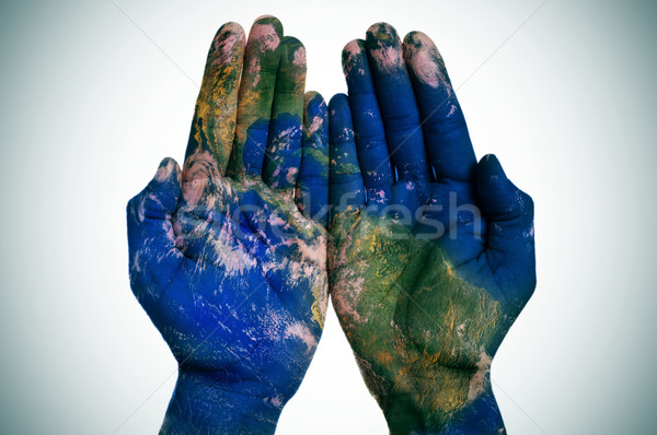 the world in your hands (Earth map furnished by NASA) Stock photo © nito