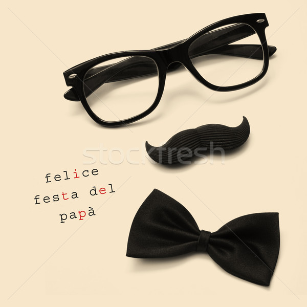 Feliz dia dos pais escrito italiano preto óculos bigode Foto stock © nito
