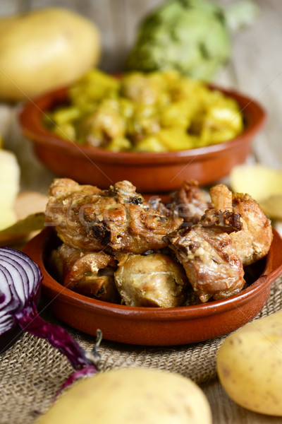 spanish roasted chicken and rabbit Stock photo © nito