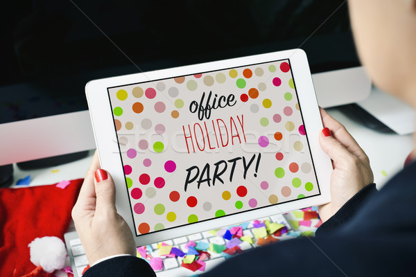text office holiday party in a tablet Stock photo © nito