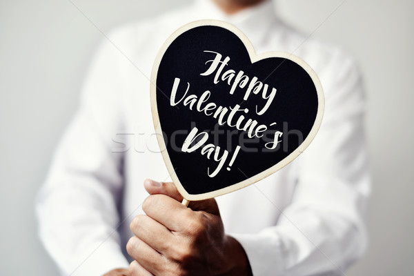 Tekst gelukkig valentijnsdag jonge kaukasisch Stockfoto © nito