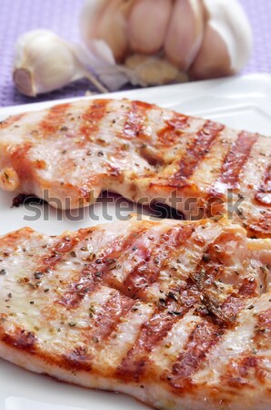 商业照片: 烤鸡肉 · 肉类 · 蘑菇 ·烤·片