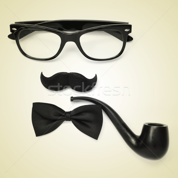 Gentleman Hipster guy Paar Gläser Schnurrbart Stock foto © nito