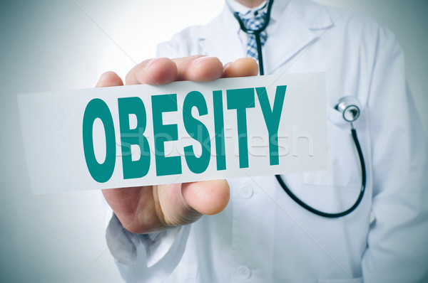 Foto stock: Obesidade · médico · palavra · escrito · homem