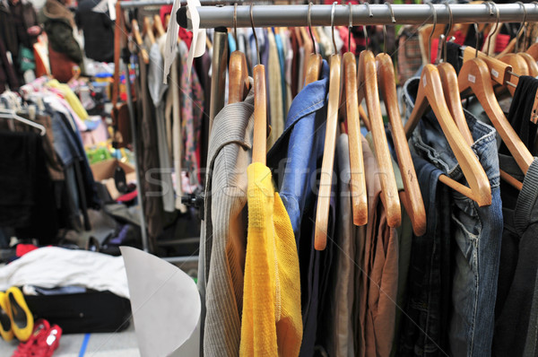 Kleidung hängen Rack Flohmarkt Hand Mode Stock foto © nito