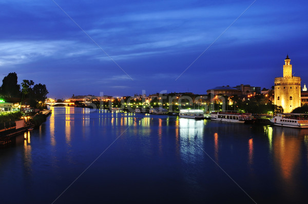 Guadalquivir River and the Torre del Oro, in Seville, Spain at n Stock photo © nito