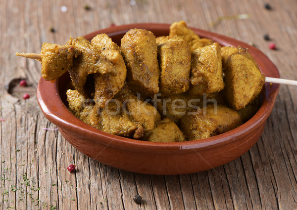 meat skewers on a wooden table Stock photo © nito