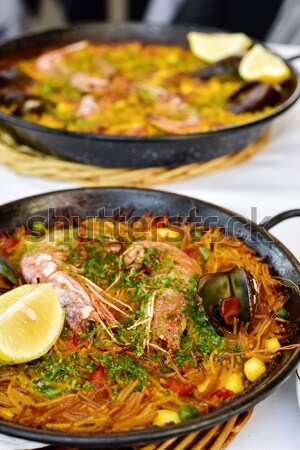 spanish fideua, a typical noodles casserole Stock photo © nito