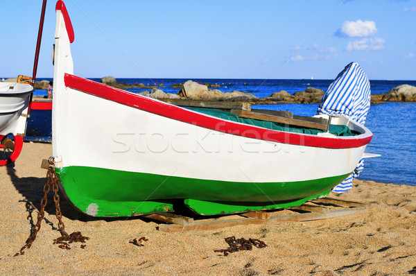 old fishing boat stranded in Calella de Palafrugell, Costa Brava Stock photo © nito