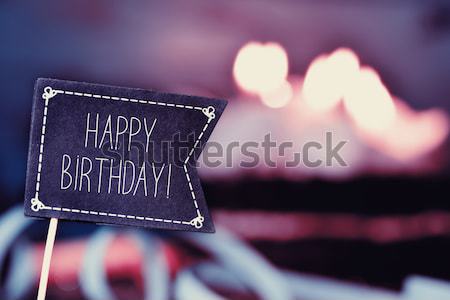 cake with text muchas felicidades, congratulations in Spanish Stock photo © nito