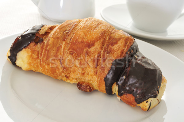coffee and chocolate croissant Stock photo © nito