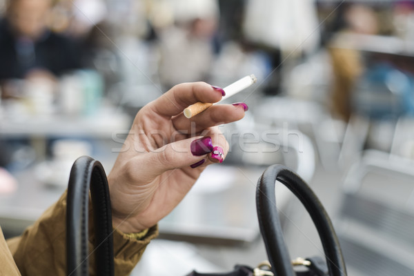 Fiatal nő dohányzás cigaretta közelkép fiatal kaukázusi Stock fotó © nito