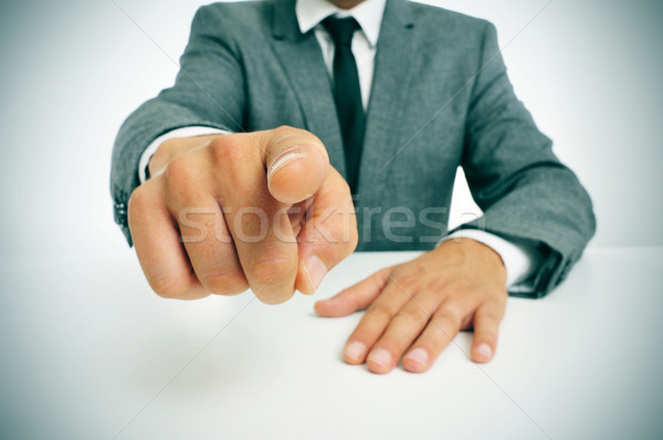 man in suit pointing the finger Stock photo © nito