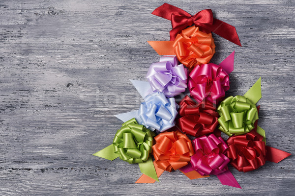 gift ribbon bows forming a christmas tree Stock photo © nito