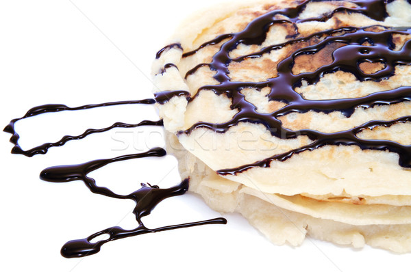 Stockfoto: Pannenkoeken · chocoladestroop · witte · voedsel · achtergrond · restaurant