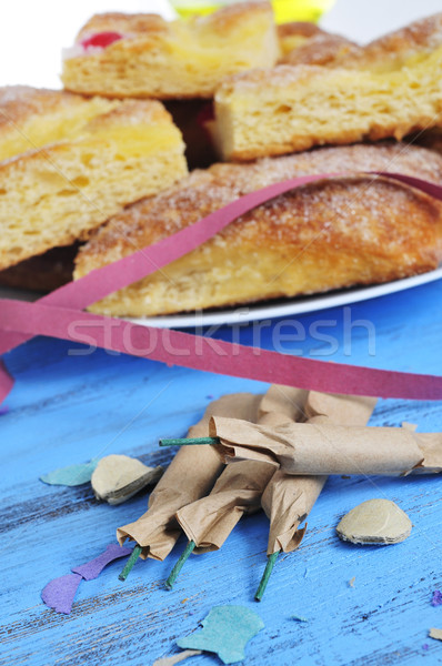 Tipikus édes torta Spanyolország tányér darabok Stock fotó © nito