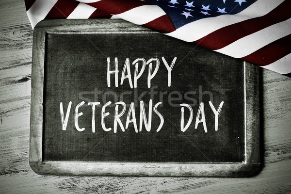 text happy veterans day and the flag of the US Stock photo © nito